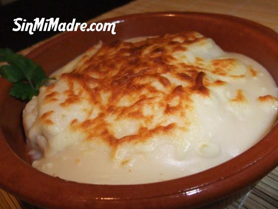 coliflor con bechamel gratinada