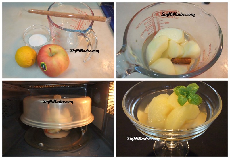 pasos de compota de manzana en micro