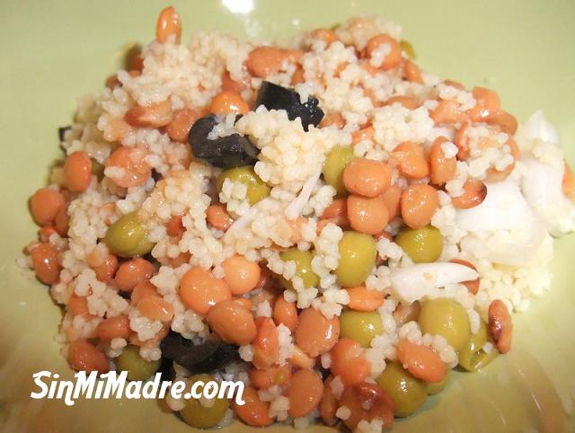 ensalada de cuscus con lentejas