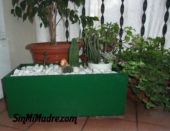 jardinera con caja de vino