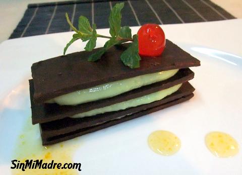 milhojas de chocolate y menta