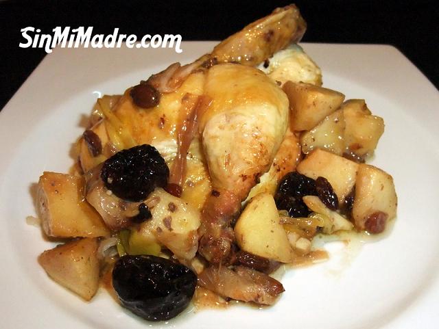 pollo picanton con manzana y ciruelas