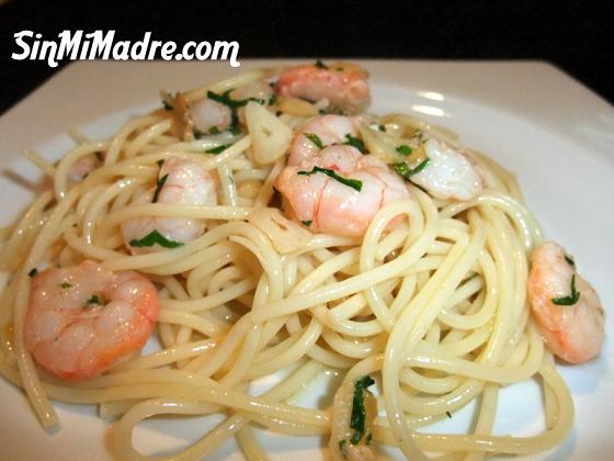 spaguetis con gambas